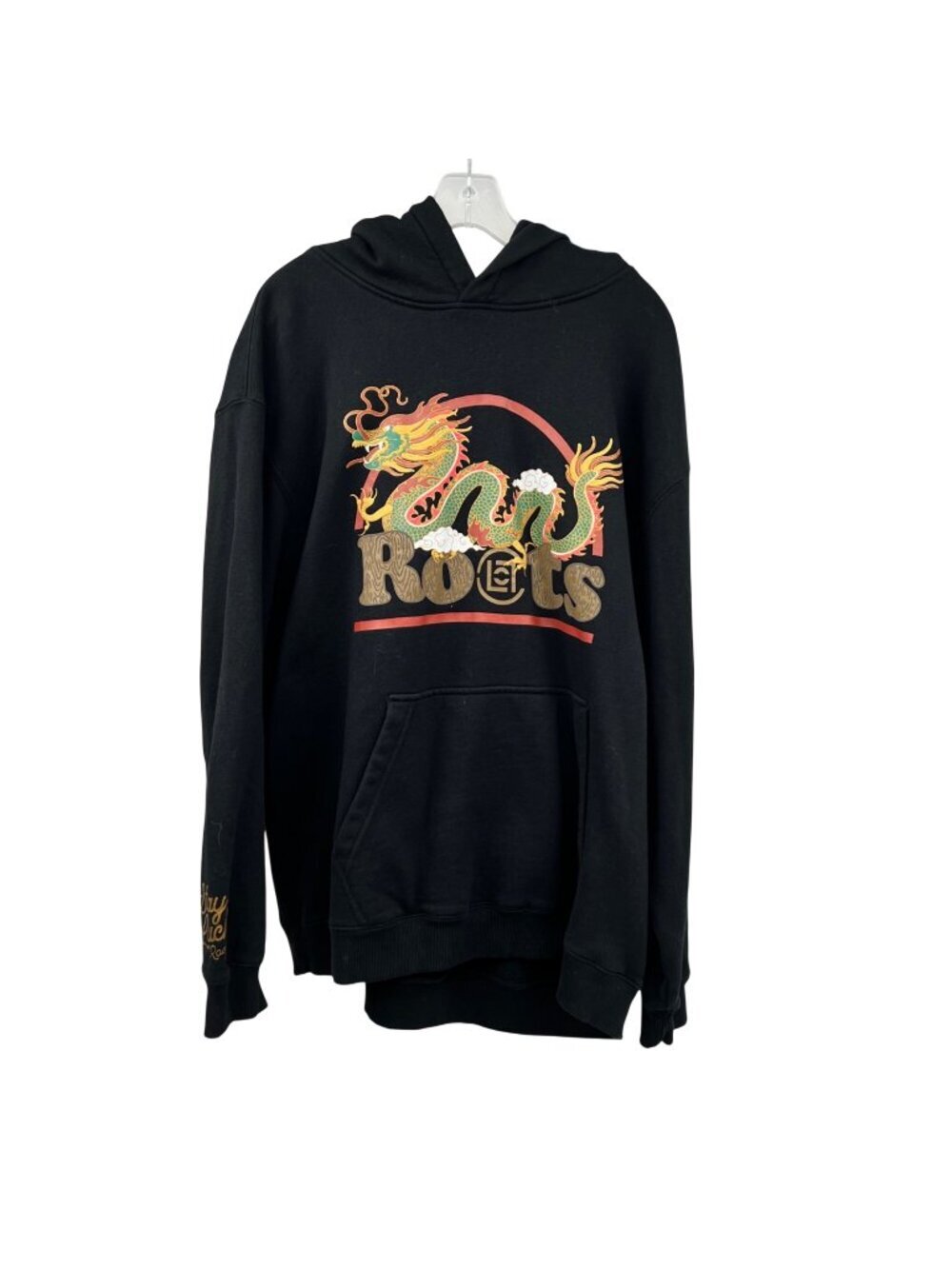Roots Womens Logo Graphic Hoodie Pullover Dragon Black/Multi Size Large